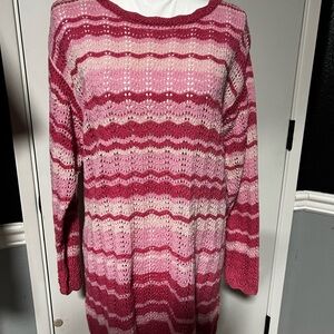 Diane Von Furstenberg Pink and Cream Striped Sweater